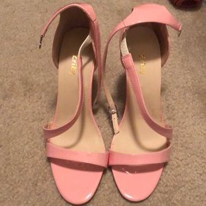 Patent leather pink sandal heels
